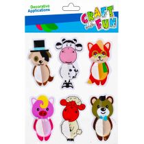 Craft with Fun Ozdoba naklejki zwierzątka 6 szt.