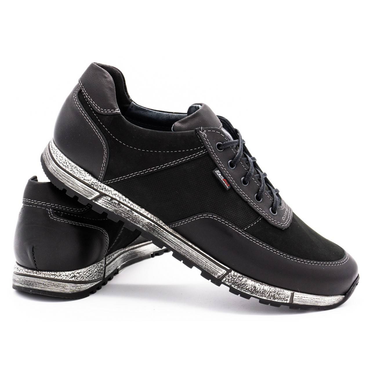 Buty męskie skórzane casual 31/3 czarne - KAMPOL