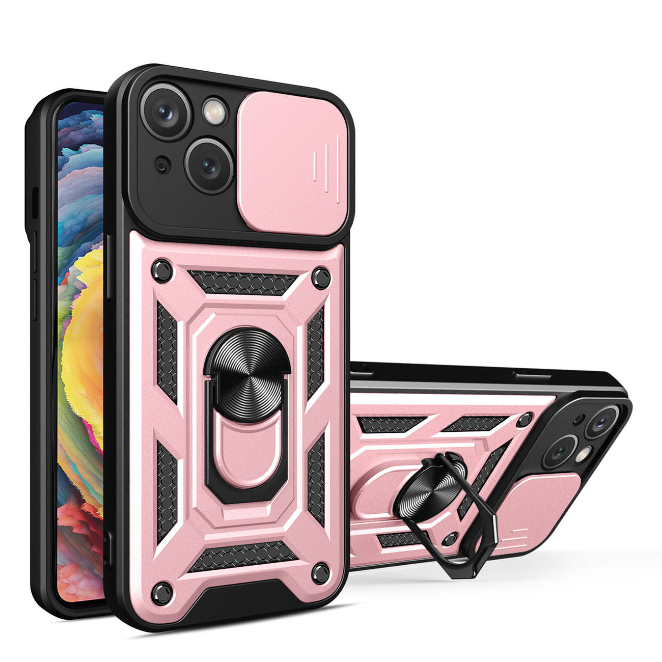 Hybrid Armor Camshield etui iPhone 14 Plus pancerny pokrowiec z osłoną na aparat różowe