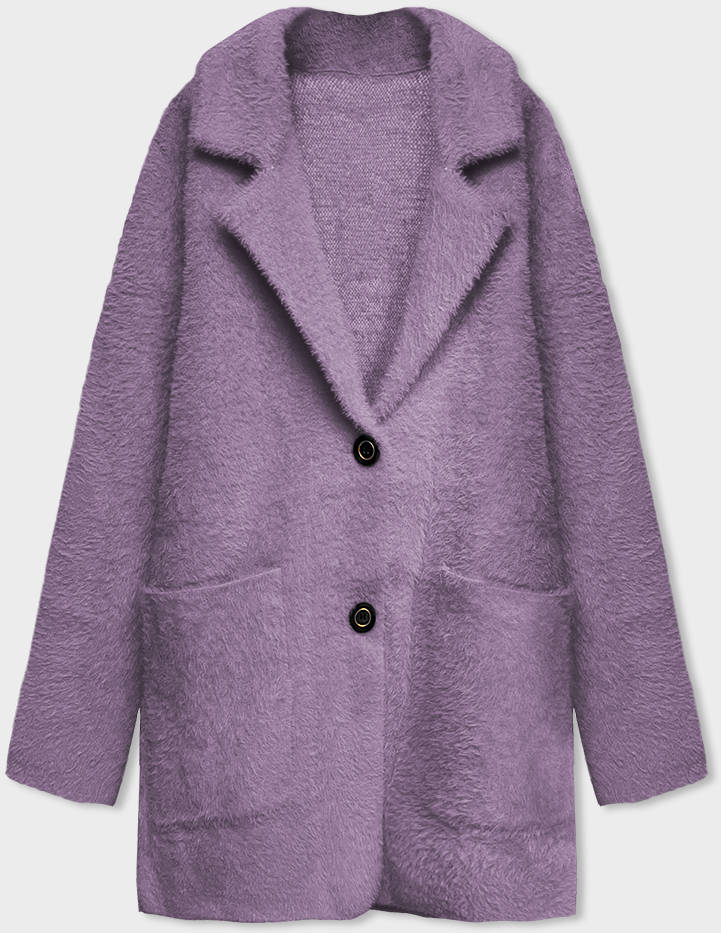 KRÓTKA WEŁNIANA NARZUTKA ALPAKA FIOLET (7108-1) - MADE IN ITALY