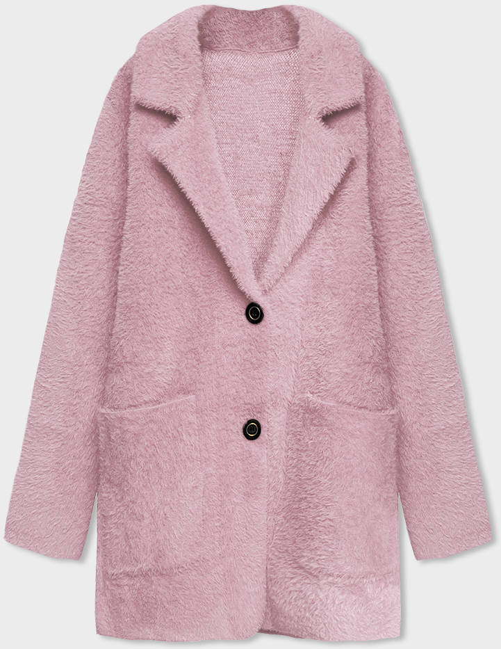 KRÓTKA WEŁNIANA NARZUTKA ALPAKA BLADY RÓŻ (7108-1) - MADE IN ITALY