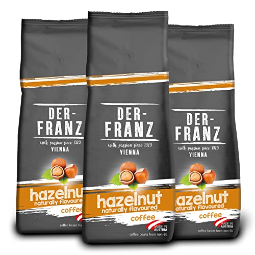 Der-Franz Mieszanka Arabiki i Robusty o smaku orzechów laskowych palona kawa ziarnista 3 opakowanie 500 g