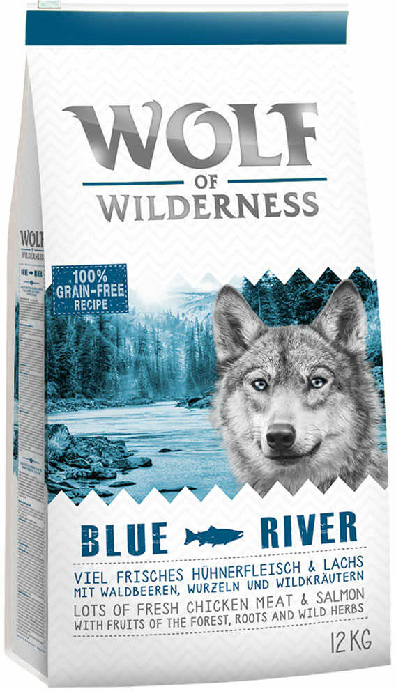 Dwupak Wolf of Wilderness, 2 x 12 kg - Zestaw mieszany: Adult Wild Hills + Adult Blue River Dostawa GRATIS!