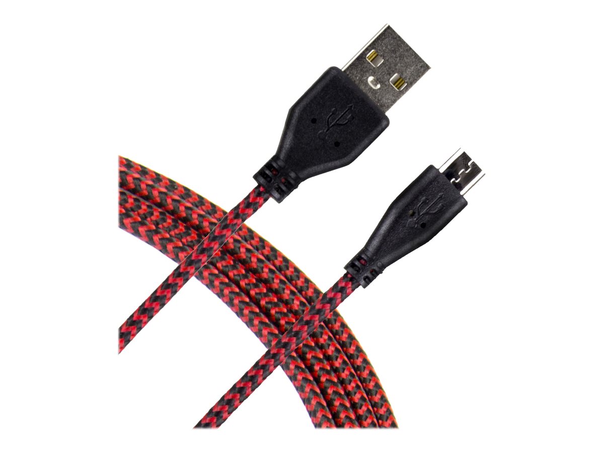 Art KABEL USB 2.0 Am/micro USBm czarno-czerwony oplot 2m oem