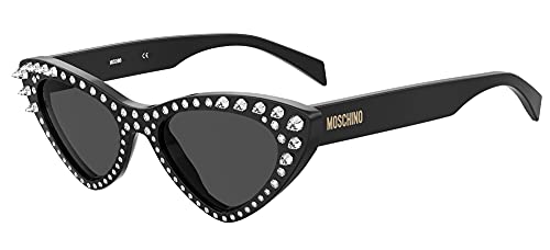 Moschino MOS006/S/STR Kobiety Okulary przeciwsłoneczne BLACK/DARK GREY 52/18/140
