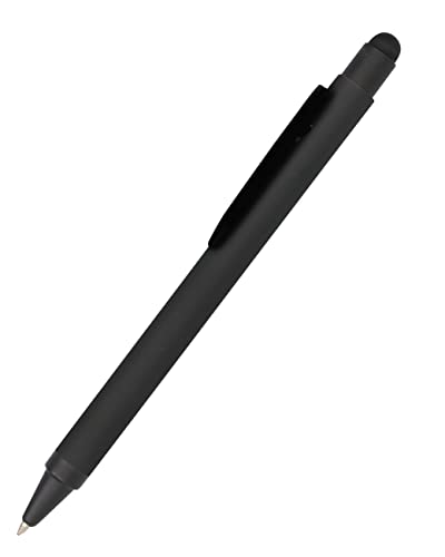 Online Długopis aluminiowy Stylus czarny, długopis z aluminium, wymienny wkład o dużej pojemności, kolor czarny z funkcją Softtouch Feeling, rysik z rysikiem, 1 sztuka