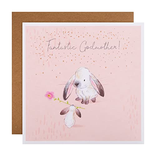 Hallmark Karta na Dzień Matki dla matki chrzestnej - uroczy wzór z rysunkiem zajączka