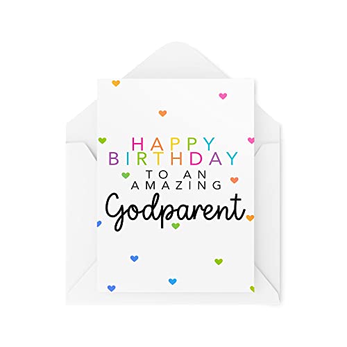 Karty chrzestne - 'Happy Birthday to an Amazing Godparent' - niebinarna karta chrzestna - matka chrzestna - ojciec chrzestny - kartka urodzinowa - CBH1434