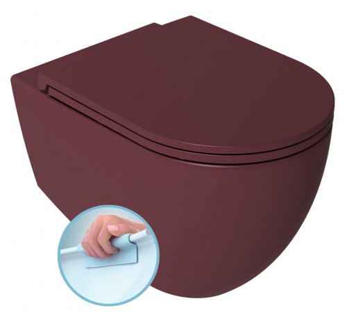ISVEA - Miska wisząca WC INFINITY RIMLESS 36,5x53 cm bez deski kolor MAROON RED MAT 10NF02001-2R