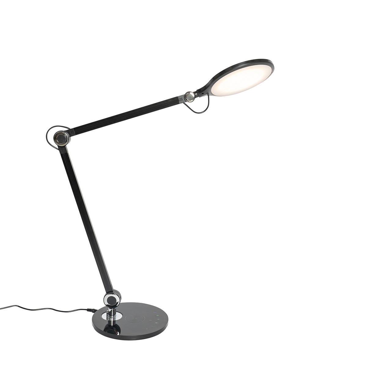 QAZQA Designerska lampa stołowa czarna z diodą LED z dotykiem i ładowarką indukcyjną - Don