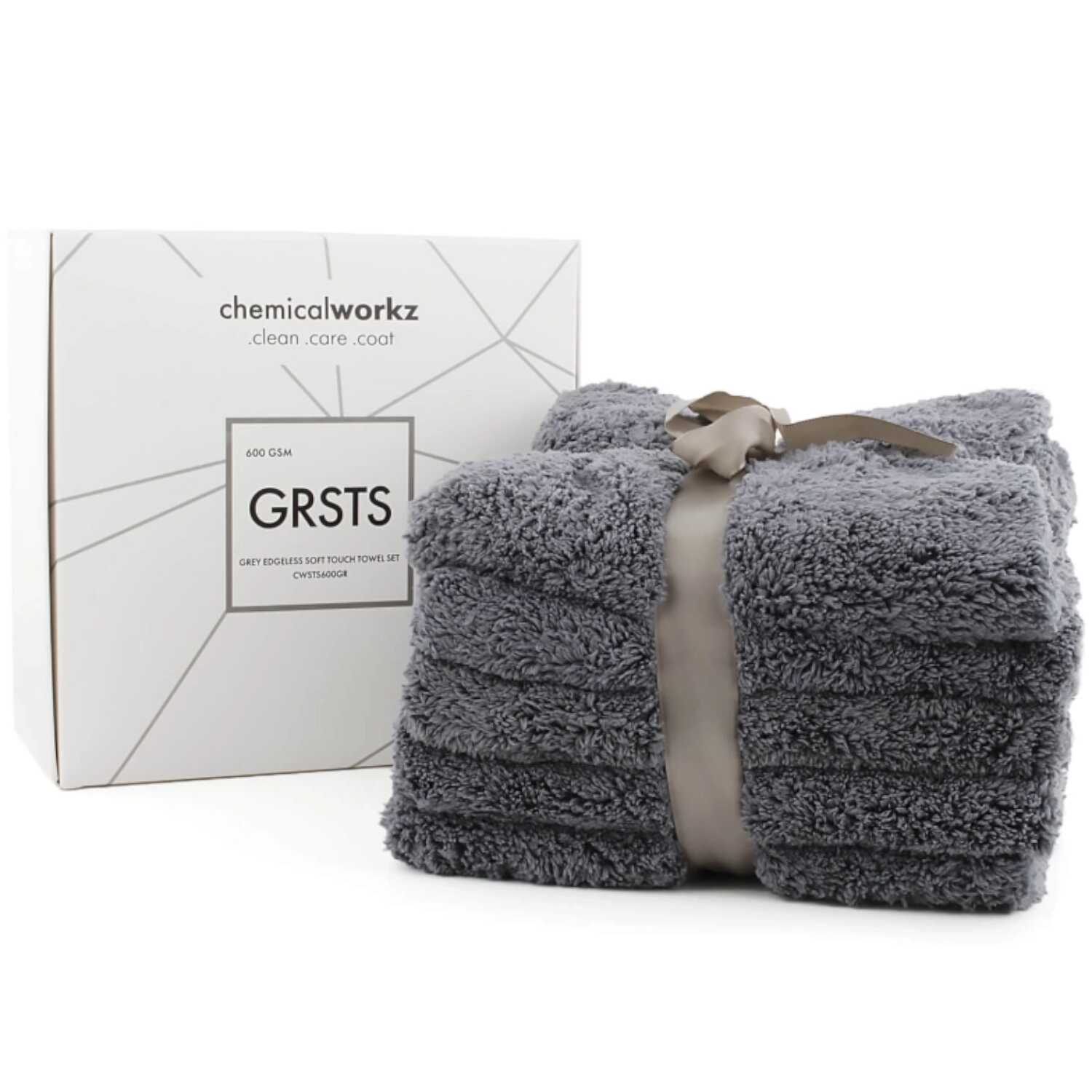 ChemicalWorkz 5pack Grey Edgeless Soft Touch Towel - mikrofibra bez obszycia, 600gsm, 40x40cm, 5 sztuk