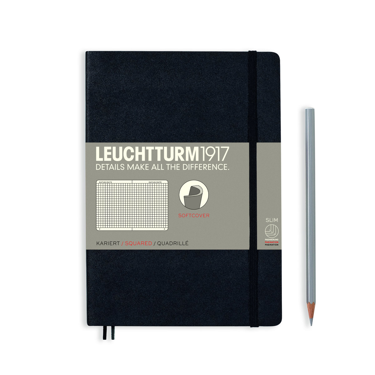 Leuchtturm, Notes Medium, 121 stron, kratka czarny