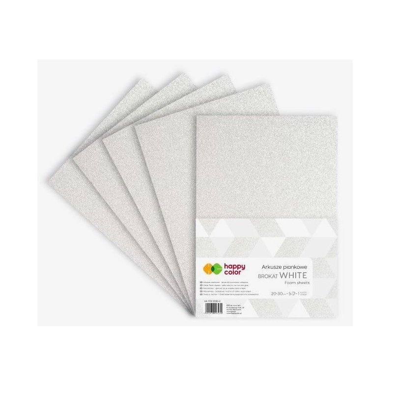 Arkusze piankowe A4/5 białe brokat Happy Color