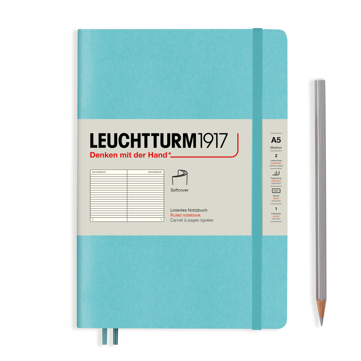 Notatnik Leuchtturm1917 Medium, notatnik w linie, A5, Rising Colours Aquamarine