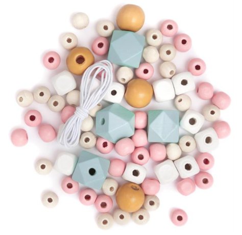 [BS] KORALIKI DREWNIANE KOLOROWE PASTEL 80SZT DALPRINT GRKO