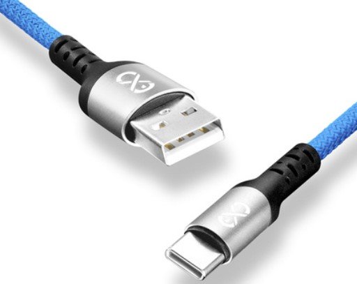 Uniwersalny kabel USB-A 2.0 - USB-C eXc BRAID, 1.2 m, niebieski