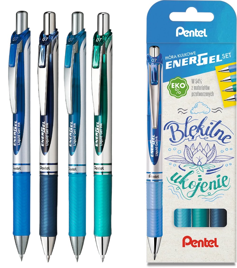 Pióro Kulkowe Pentel Energel 'Bl77 /Kpl 4 Sztuki/ Błękitne Ukojenie