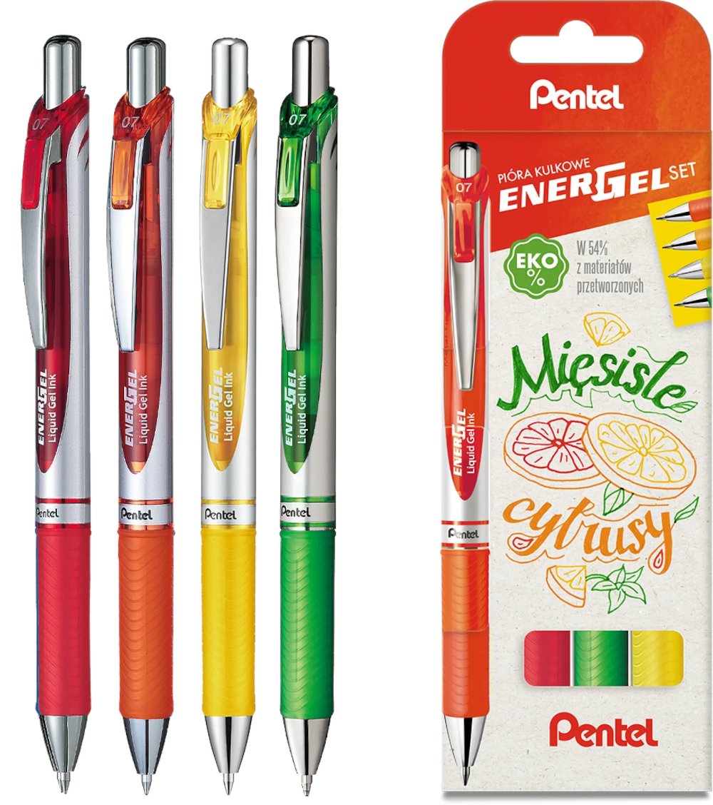 Pióro Kulkowe Pentel Energel 'Bl77 /Kpl 4 Sztuki/ Mięsiste Cytrusy