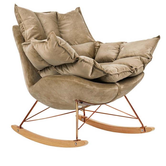 Fotel bujany na płozach SWING VELVET khaki