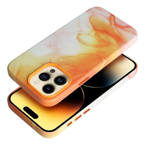 OEM Leather Mag Cover do iPhone 14 Pro Max orange splash
