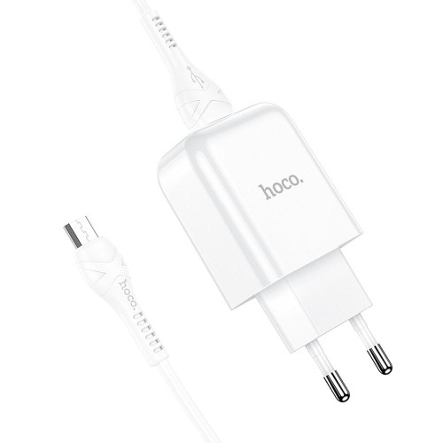 Hoco Ładowarka sieciowa USB + kabel Micro 2A N2 Vigour biała