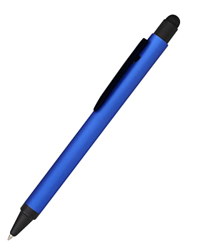 Online Długopis aluminiowy Stylus niebieski, długopis z aluminium, wymienny wkład o dużej pojemności, kolor czarny, z funkcją Softtouch Feeling, rysik z rysikiem, 1 sztuka