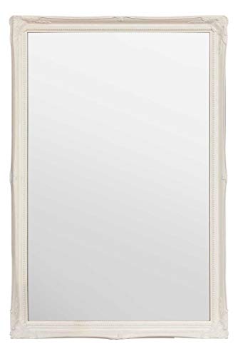 Duże 5 cm białe shabby chic antyczne styl prostokątne lustro ścienne - duży rozmiar: 101 x 71 cm