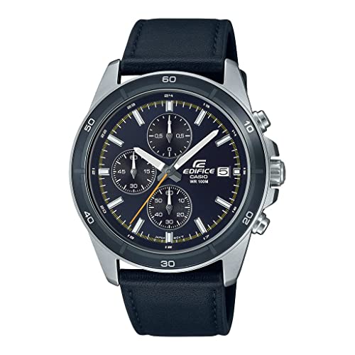 Casio Męski zegarek kwarcowy z chronografem ze skórzanym paskiem EFR-526L-2CVUEF, NIEBIESKI, pasek