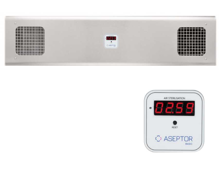 ASB-236WC INOX przepływowa lampa UV-C Aseptor Basic ścienna z licznikiem
