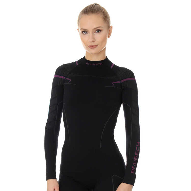 Brubeck Koszulka termoaktywna damska THERMO LS13100A Czarna/Różowa