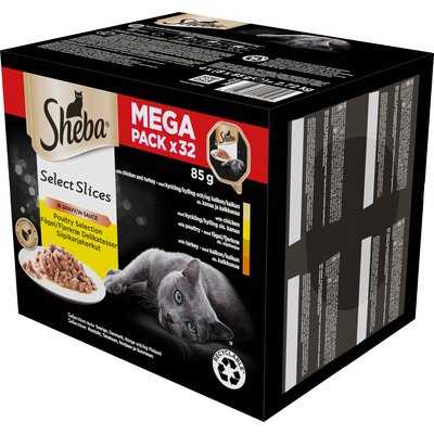 Megapakiet Sheba tacki, 32 x 85 g, karma mokra dla kota