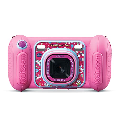 VTech - KidiZoom Fun Rose, aparat cyfrowy dla dzieci 9 w 1, zdjęcia i filmy, kolorowy ekran, filtry, ramki i efekty Rigolos, prezent dla dzieci w wieku od 3 lat do 10 lat - Zawartość w języku