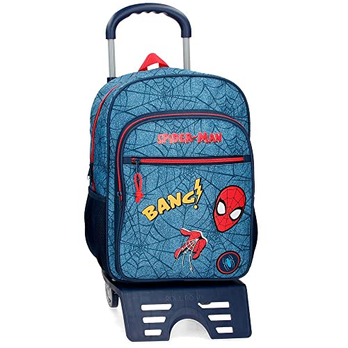 Marvel Spiderman Denim plecak szkolny z wózkiem, niebieski, 30 x 40 x 13 cm, poliester, 15,6 l