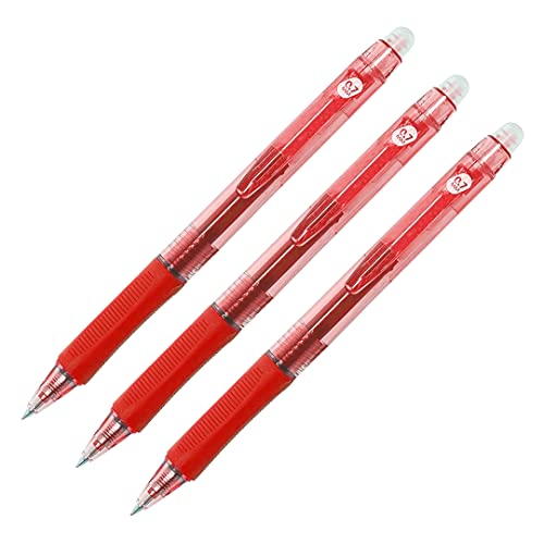 RAYLU PAPER® - Wysuwane długopisy, tusz żelowy, kolor czerwony, końcówka 1 mm i skok 0,7 mm (3 czerwone)
