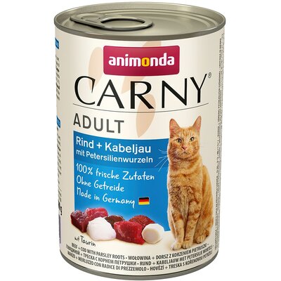 Animonda Carny Cat Adult Wołowina, Dorsz + Korzeń Pietruszki Puszka 400G