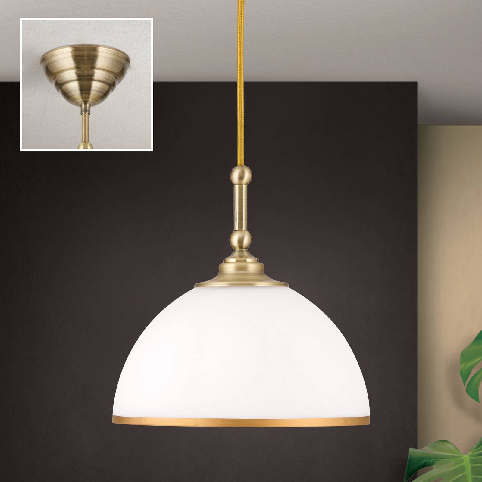 Żyrandol Old Lamp z kablem z tkaniny, 1-punktowy