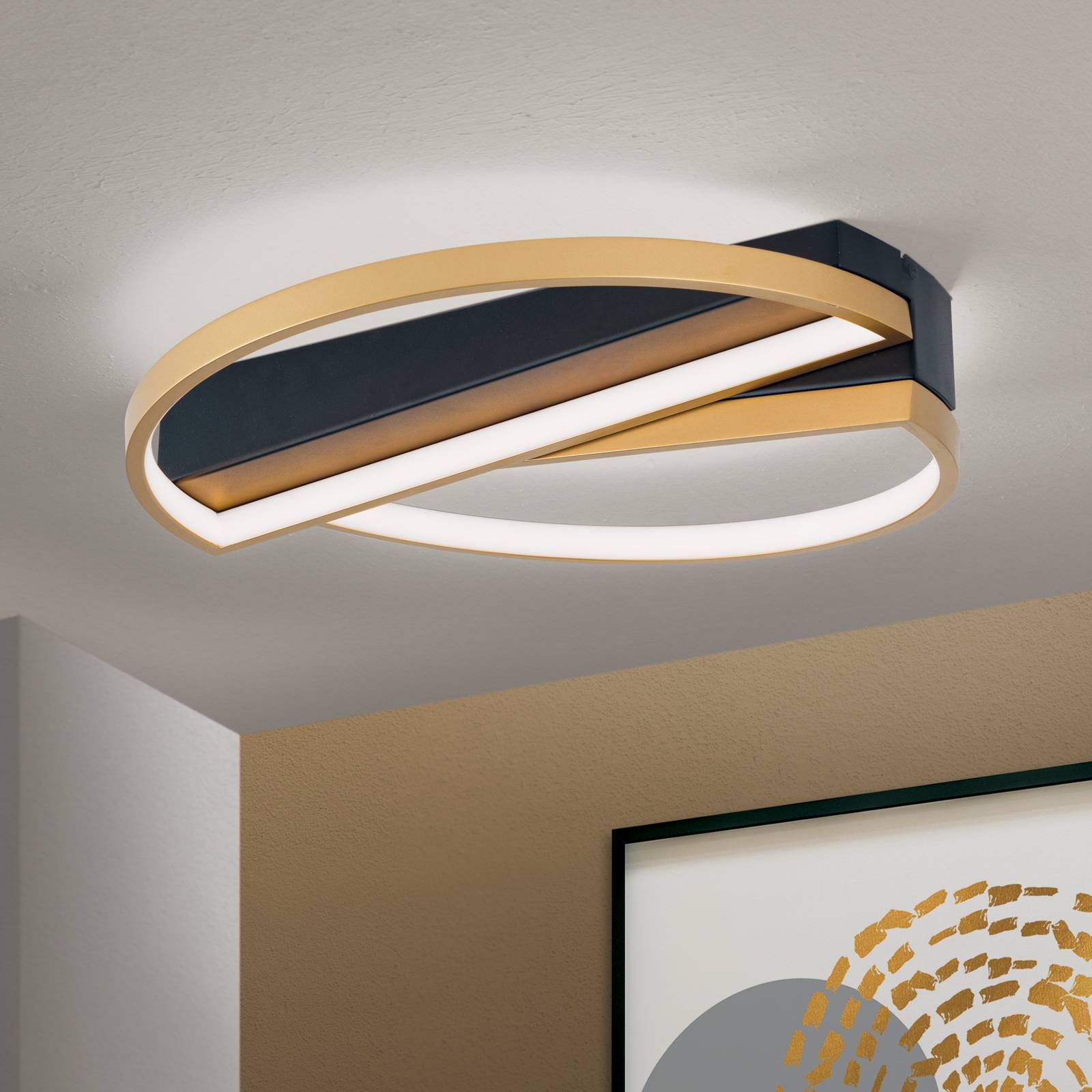 Lampa sufitowa LED Olga, czarna/złota