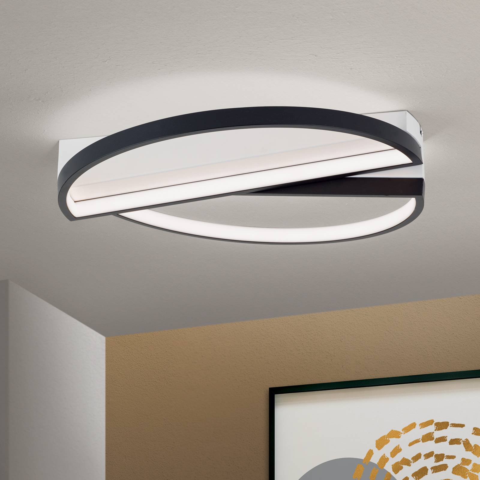 Lampa sufitowa LED Olga, czarna/biała