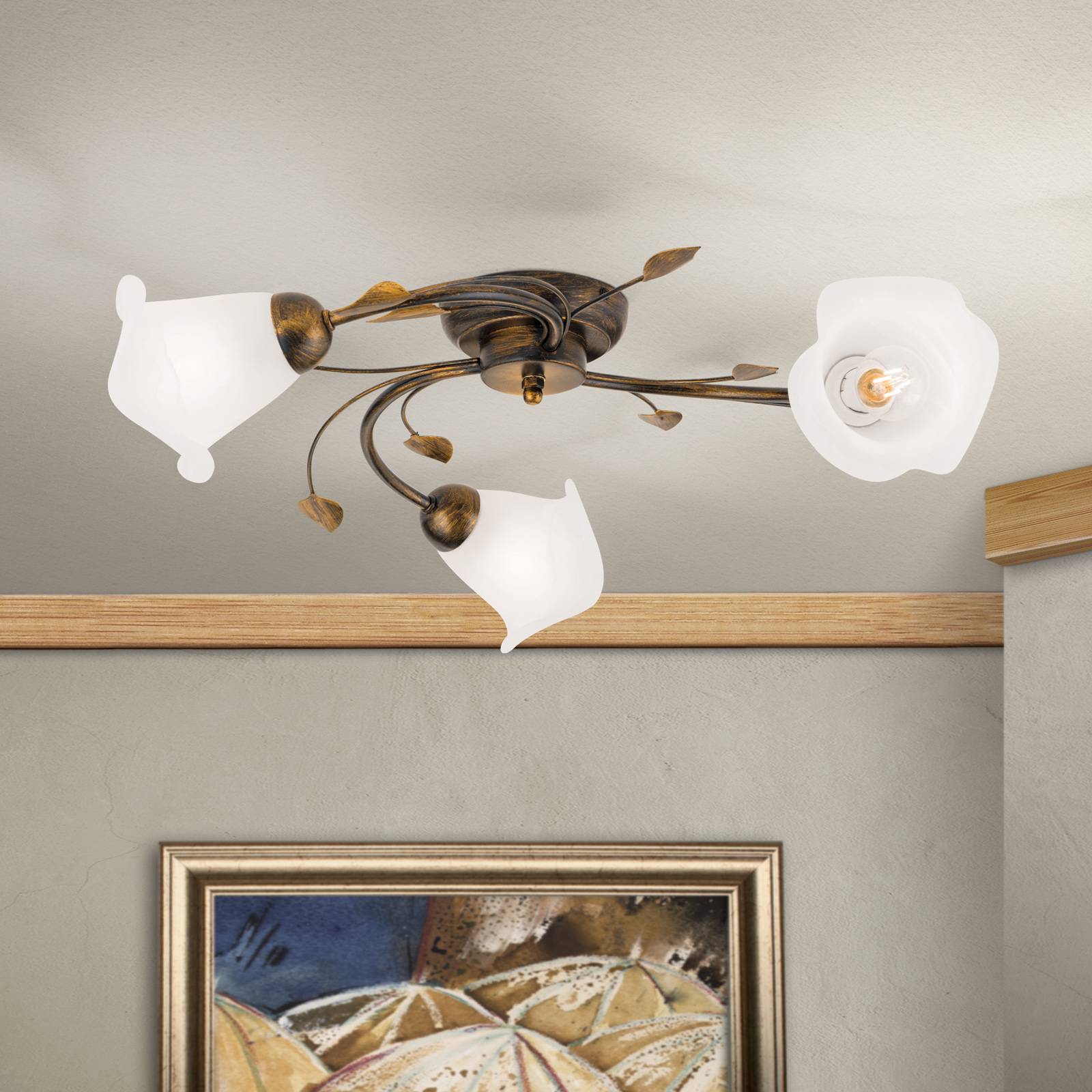 Lampa sufitowa Sisi, 3-pkt., antyczna