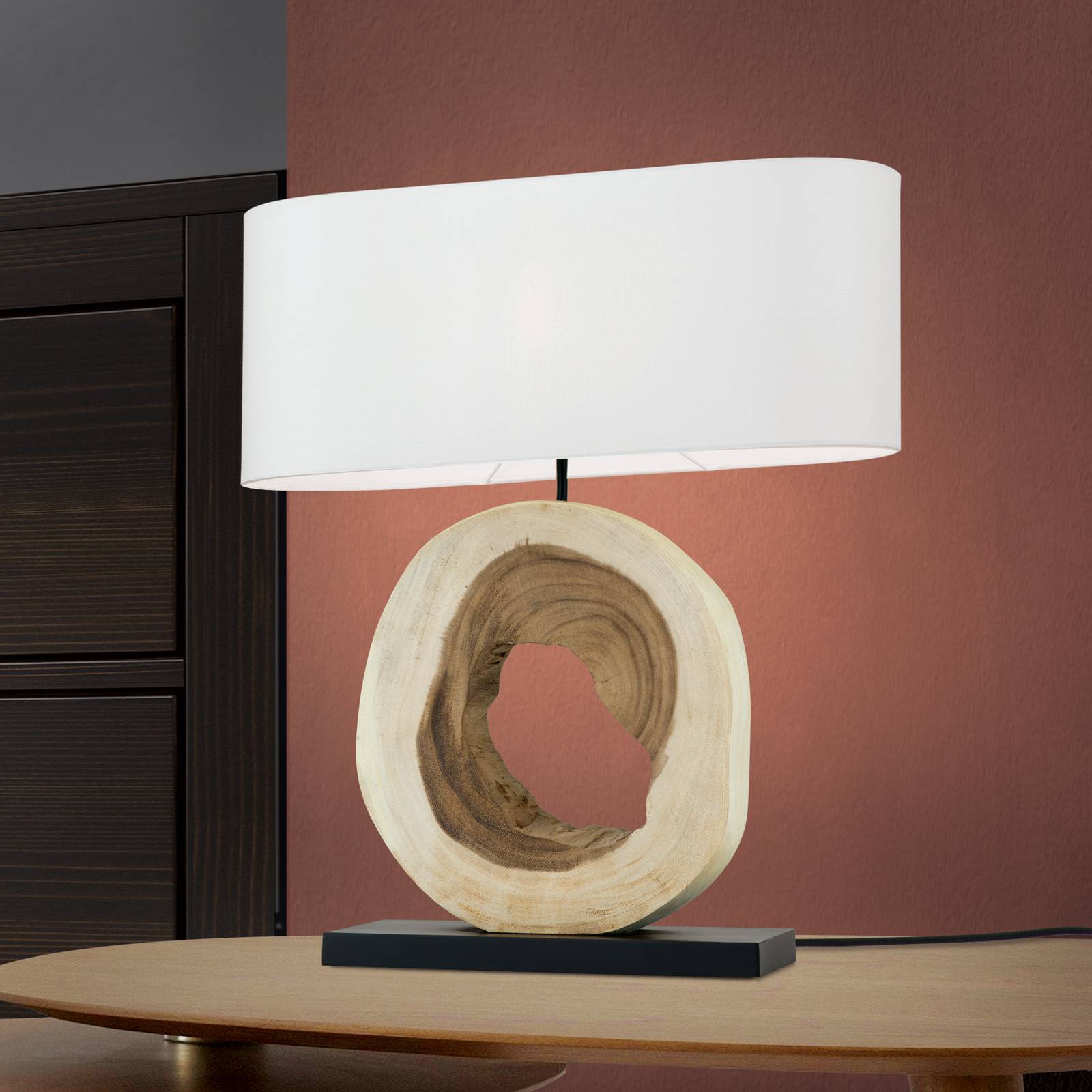 Lampa stołowa Nathan z drewnianą stopą