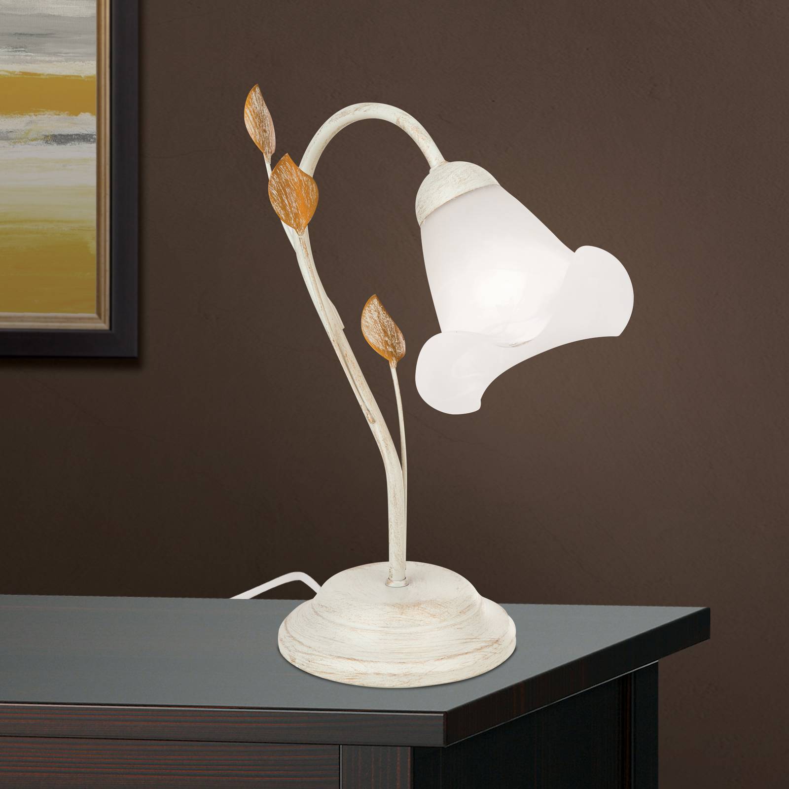 Lampa stołowa Sisi florencka, kość słoniowa-złoty