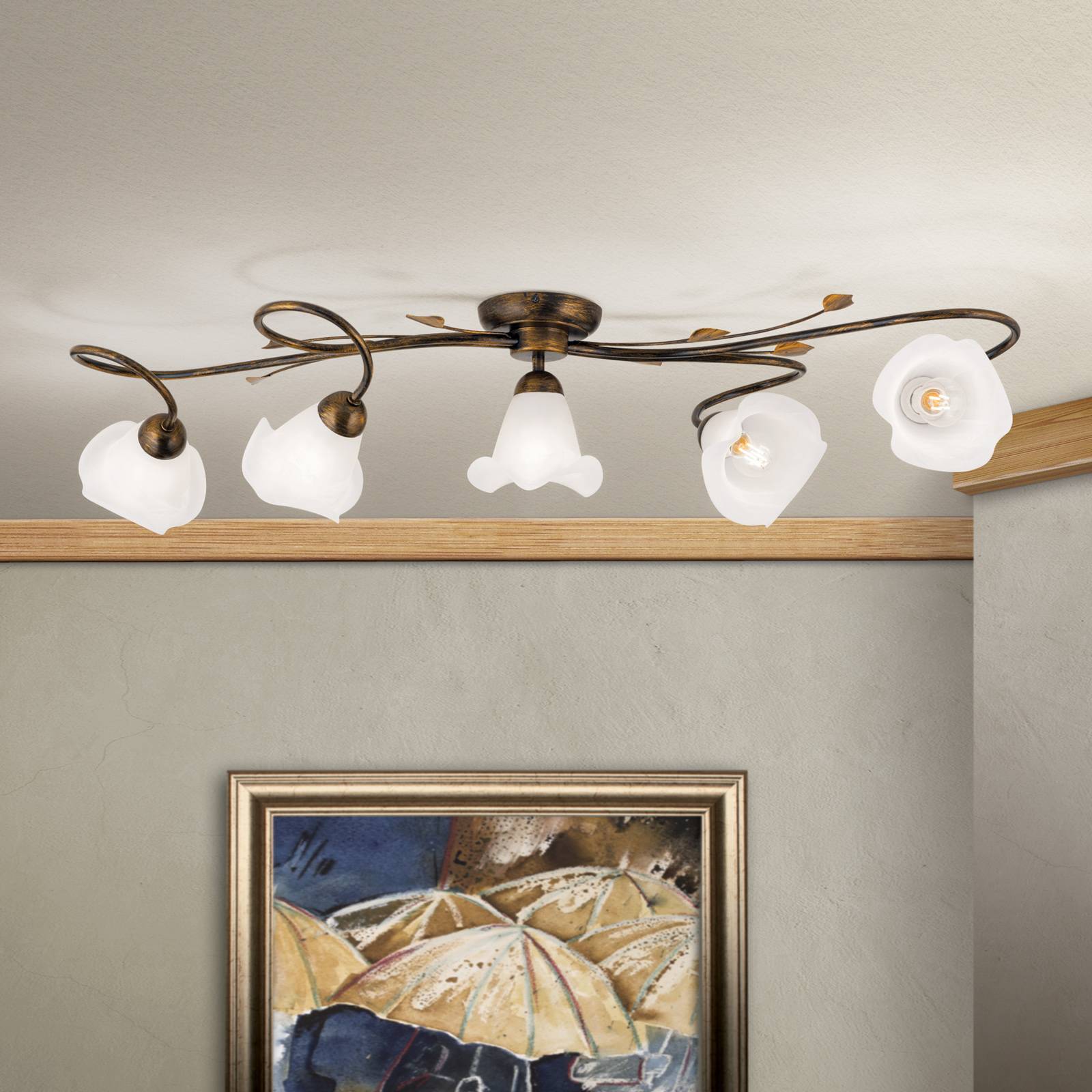 Lampa sufitowa Sisi, 5-pkt., antyczna