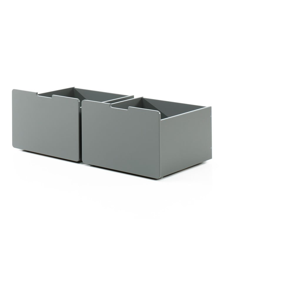 Zestaw 2 szarych szuflad pod łóżko Vipack Pino