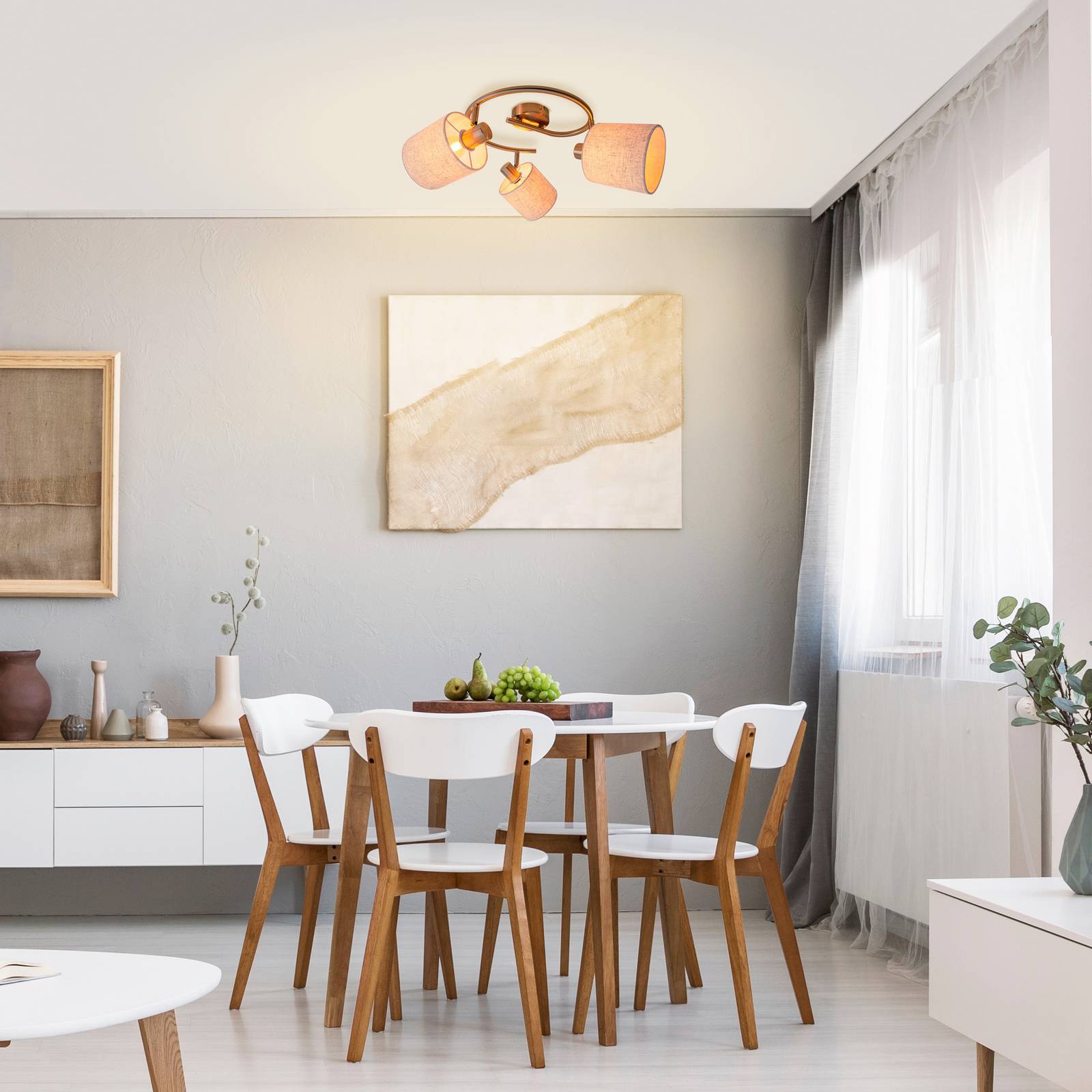 Näve Lampa sufitowa Maron 3-pkt., tkanina, beżowa