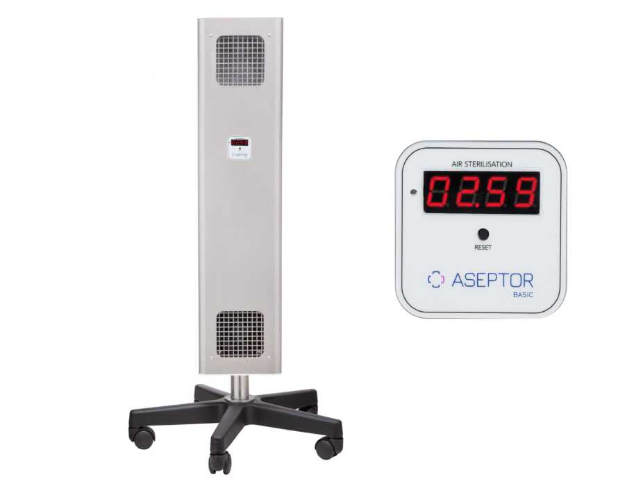 ASB-236MC INOX mobilna lampa UV-C Aseptor Basic przepływowa z licznikiem