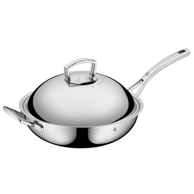 WMF Wok Multiply 0753516040 wok z metalową pokrywką, średnica 32 cm, stal nierdzewna, wymiary: 36 x 60 x 21 cm, kolor srebrny 0753516040