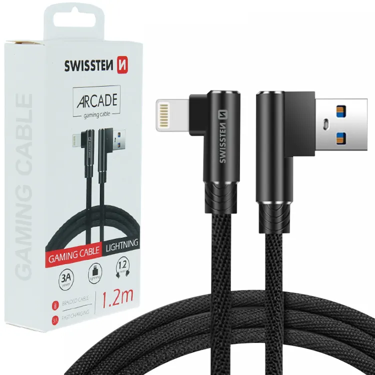 SWISSTEN Czarny Kabel USB - Lightning 1,2M do iPhone Arcade