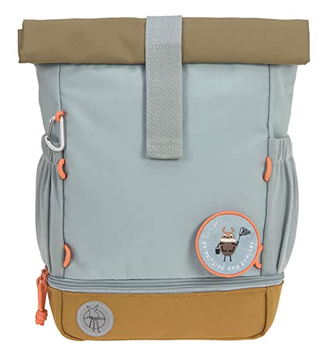 LÄSSIG Plecak do przedszkola, plecak dziecięcy, zwijany top z pasem piersiowym, wodoodporny, 11 litrów/mini Rolltop Backpack Nature Blue, niebieski, Einheitsgröße, plecak dziecięcy