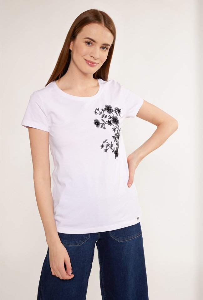 T-shirt z haftowanym wzorem - Monnari