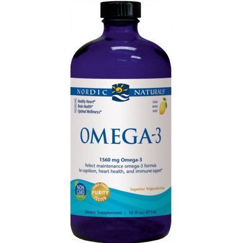 Nordic Naturals - Omega 3, 1560mg , Cytryna, Płyn, 473 ml